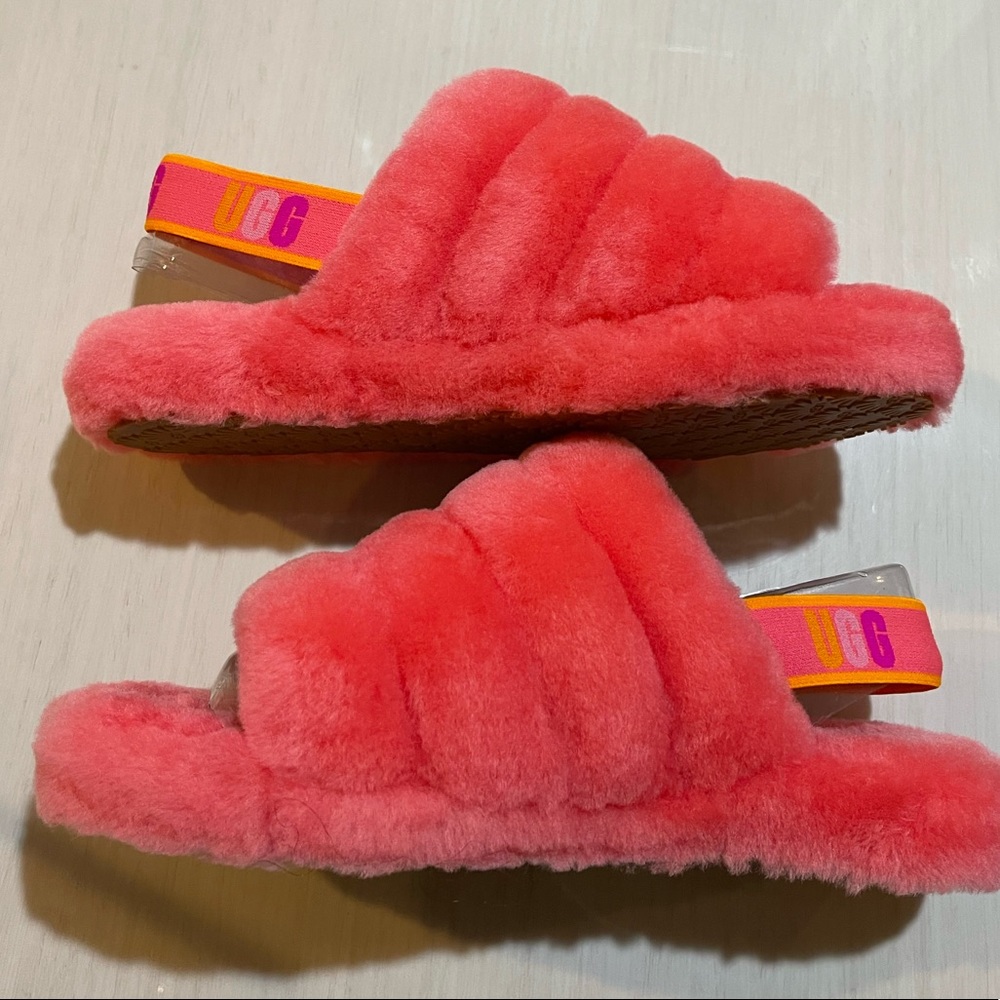UGG Pink Fluff Yeah Slide Sz. 6 Strawberry Sorbet Multi